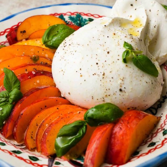 Peach and Burrata Caprese Salad