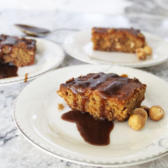 Hazelnut Caramel Olive Oil Blondies