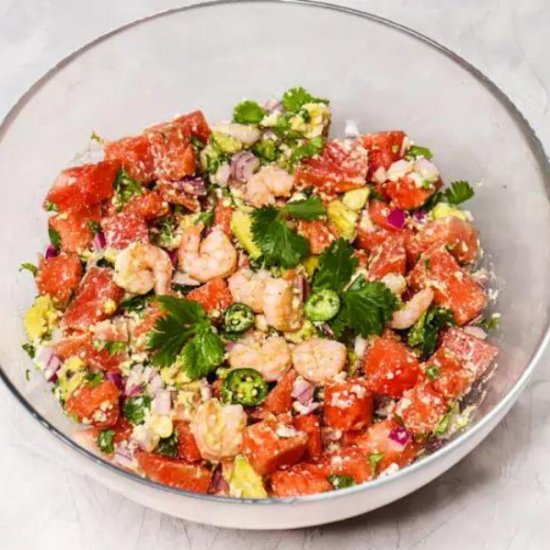 Watermelon Shrimp Avocado Salad