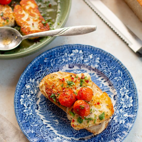 Halloumi and Burst Tomatoes Toast