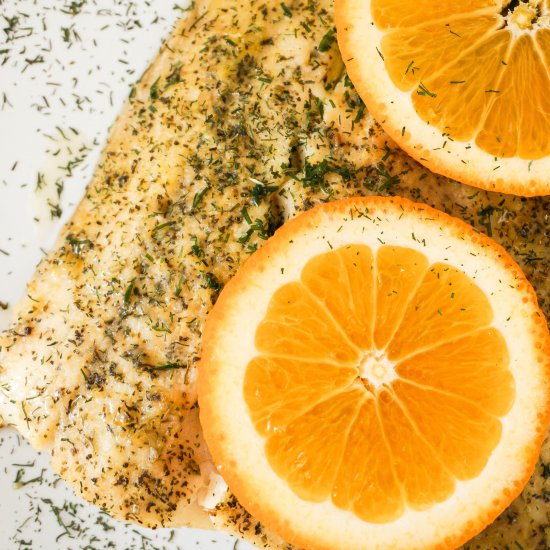 BAKED COD WITH ORANGES & Ginger