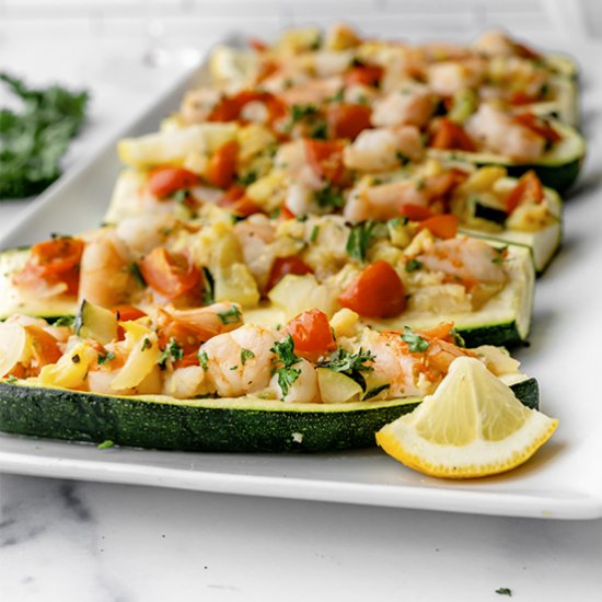 Shrimp Scampi Zucchini Boats