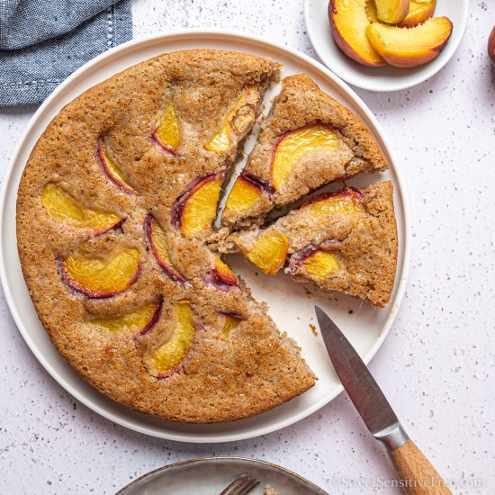 Soft Gluten free Peach Cake {Vegan}