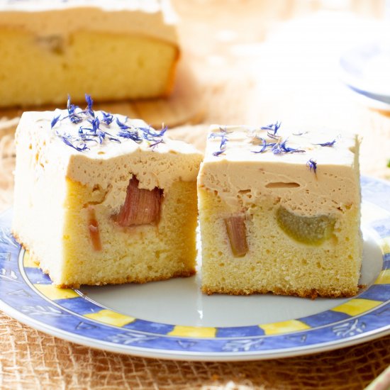 Butter cake with rhubarb