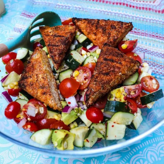 Grilled Cajun Chicken (or Tempeh) Salad