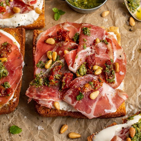 Coppa focaccia toast