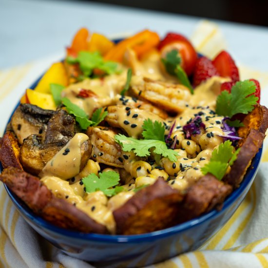 Shrimp, Potatoes Buddha Bowl