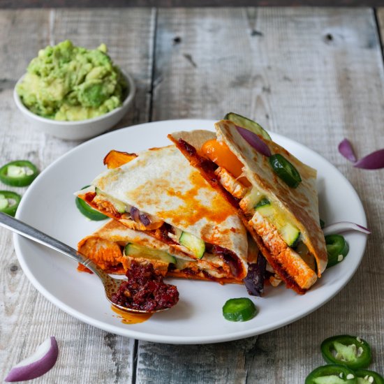 Harissa Chicken Quesadillas