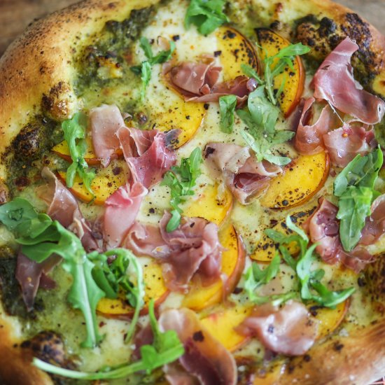 Peach Prosciutto Pesto Pizza