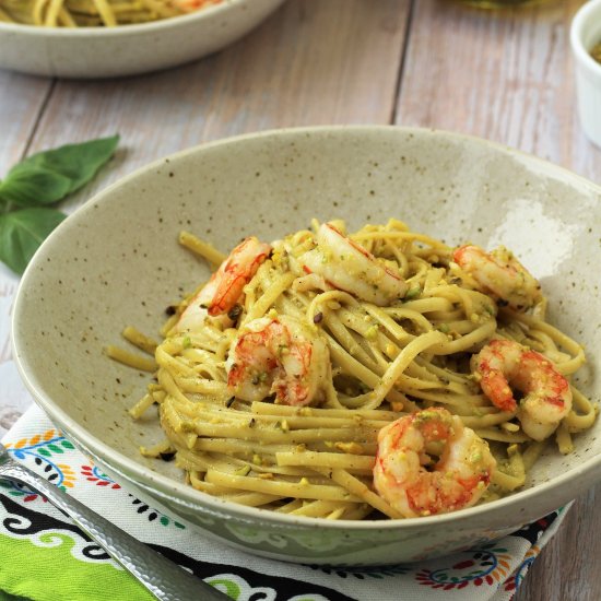 Pistachio Pesto Shrimp Pasta