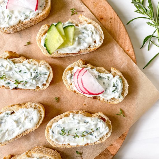 Whipped ricotta crostini