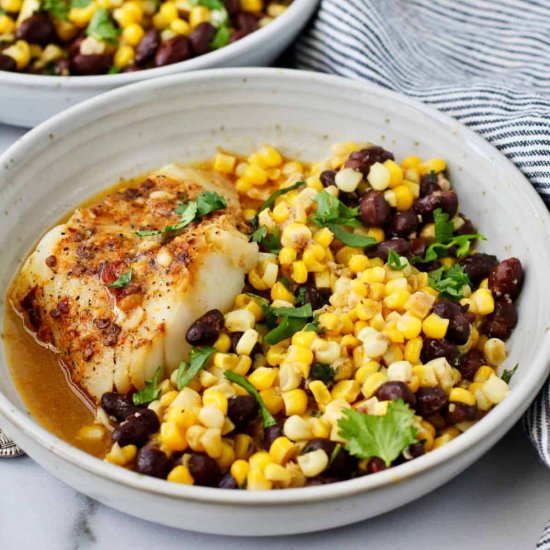 Cod Foil Packets with beans & Corn