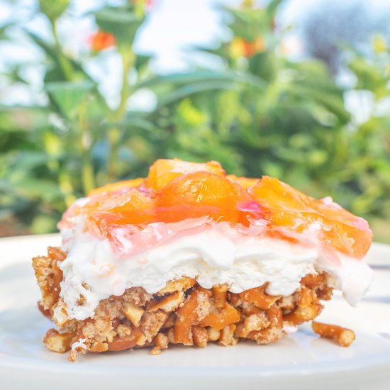 Peaches N’ Cream Pretzel Salad