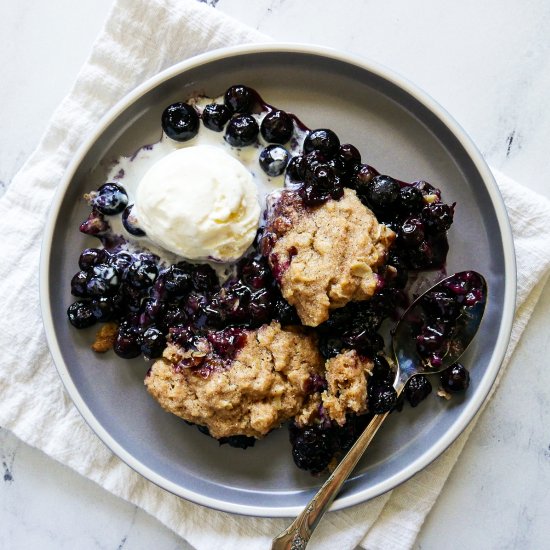 Rustic Vegan Blueberry Cobbler