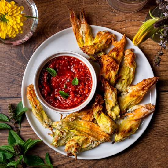 Air Fryer Stuffed Squash Blossoms