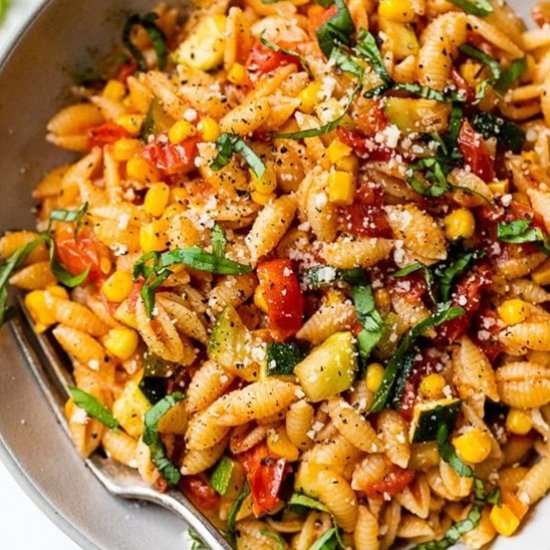 Cavatelli Pasta with Corn, Tomatoes