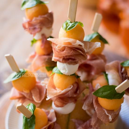 Prosciutto Melon Skewers