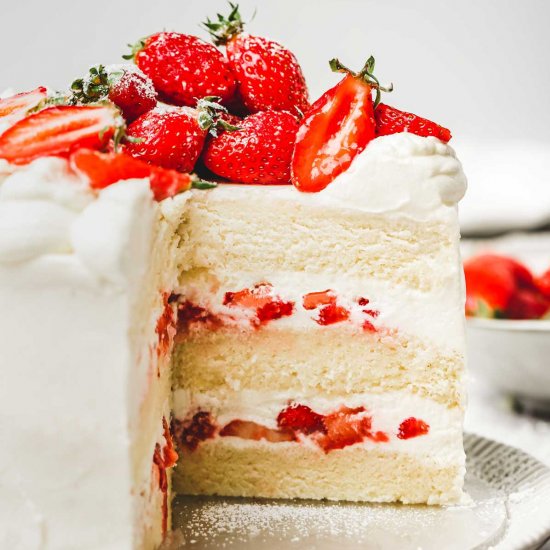 Strawberry whipped cream cake