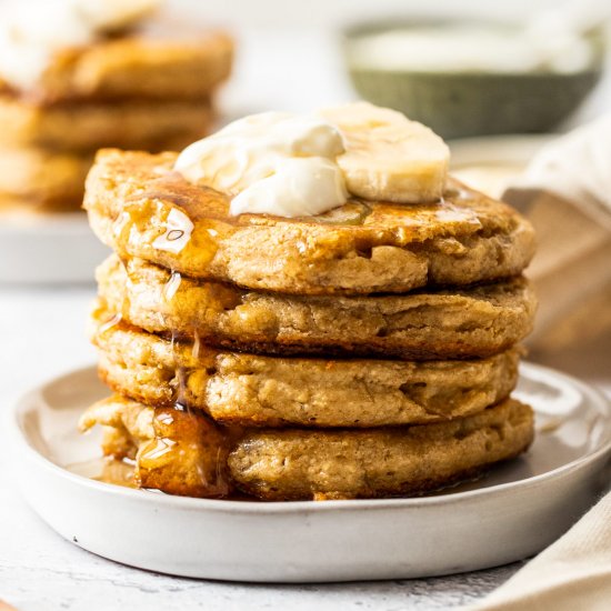 Oat Flour Pancakes w/ Greek Yoghurt