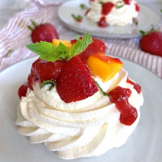 Fresh Fruit and Mint Mini Pavlovas