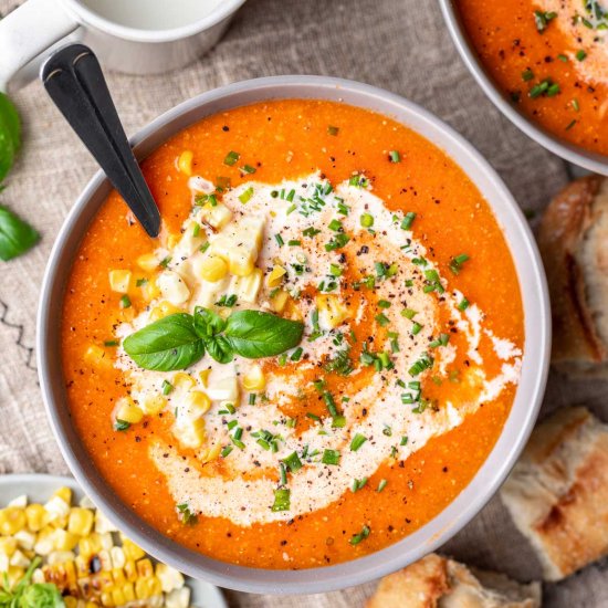 Roast Tomato and Corn Soup