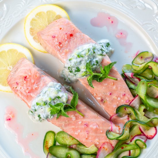 hibiscus tea poached salmon