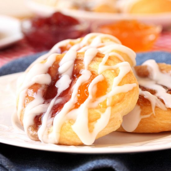 Easy Peach and Strawberry Danish