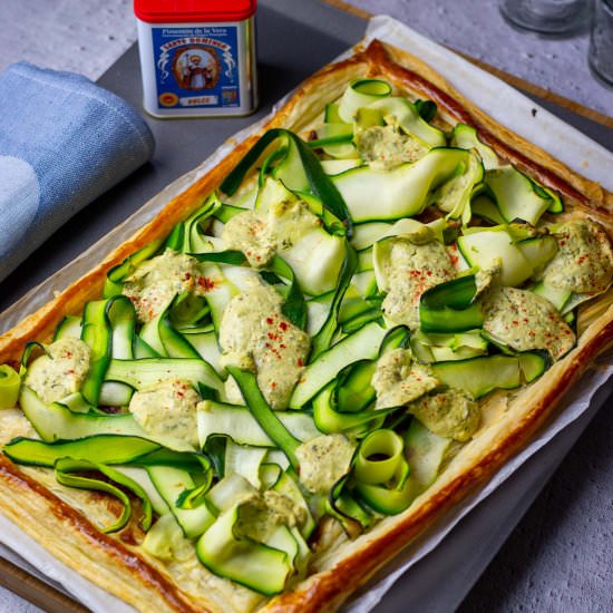 Zucchini Puff Pastry Tart With Feta