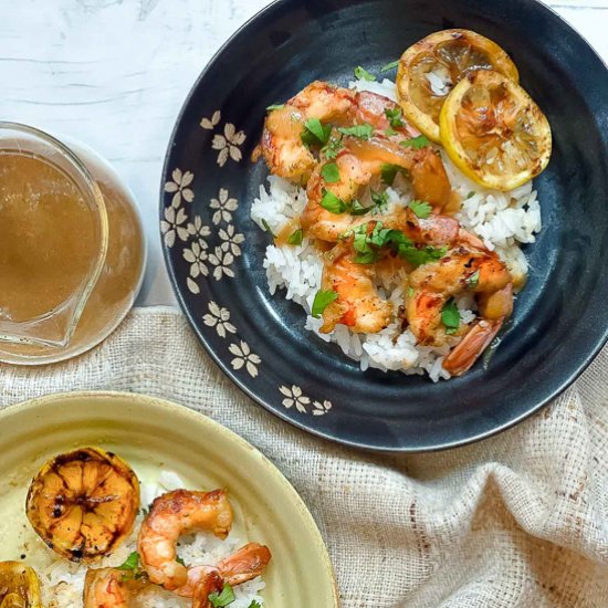 Grilled Shrimp w/ Honey Garlic Miso