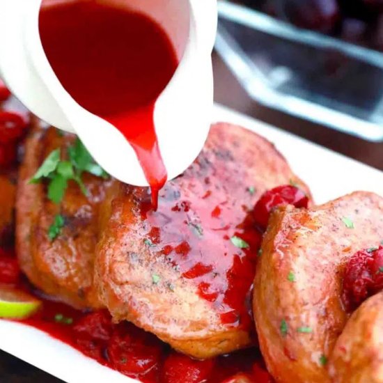 Cherry Sauce Pork Chops