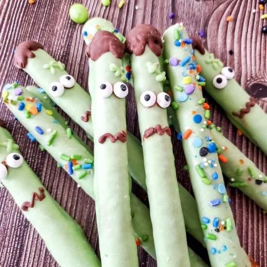 Halloween Frankenstein Pretzel Rods