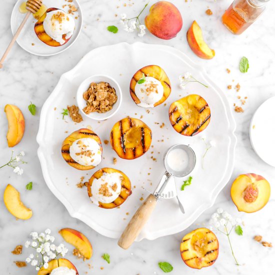 Grilled Peaches with Almond Crumble