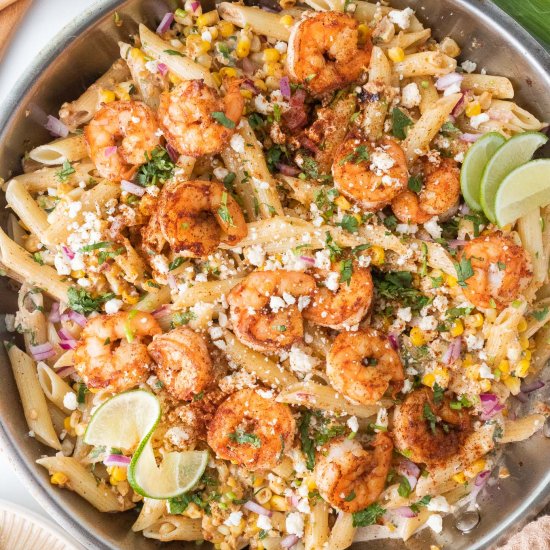 Street Corn Pasta Salad with Shrimp