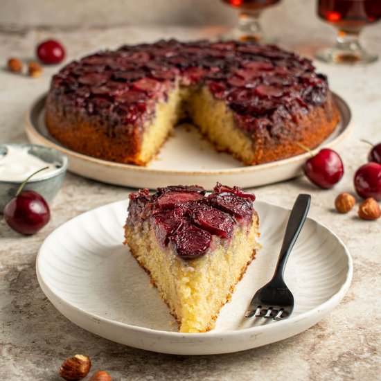 Upside down cherry amaretto cake