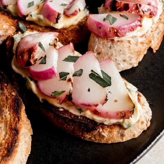 grilled radishes + herb butter