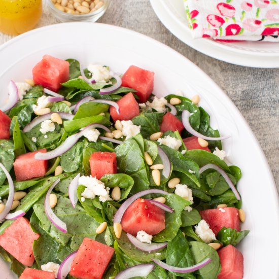 Spinach Salad with Watermelon and F