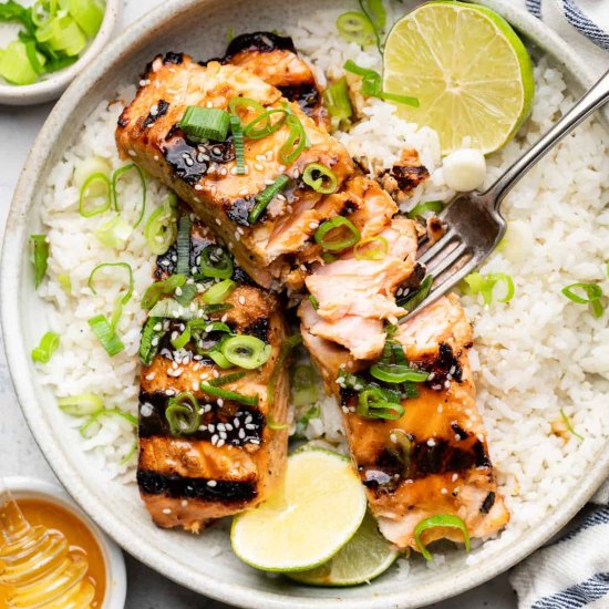 Grilled Salmon With Coconut Rice