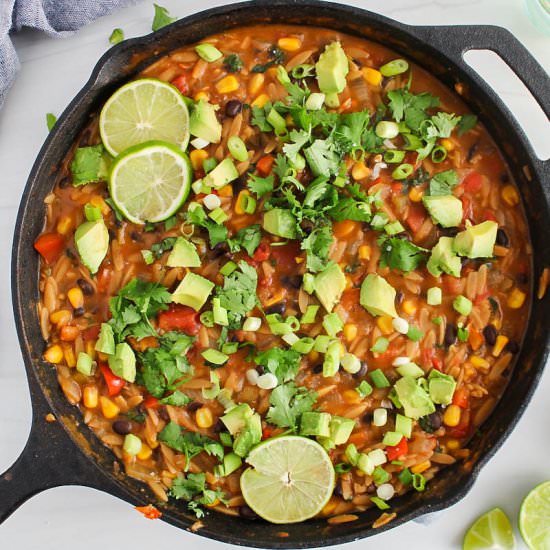 Cajun Orzo Skillet with Beans