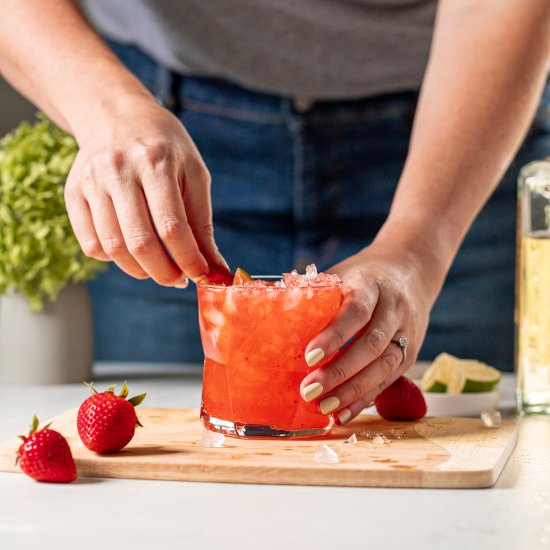 Strawberry Margaritas on the Rocks