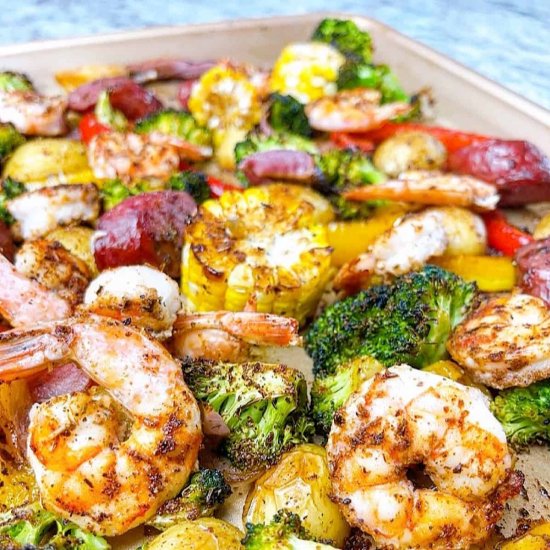 Cajun Sausage and Shrimp Sheet Pan