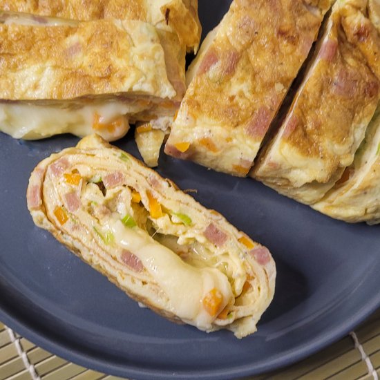 cheesy rolled omelette