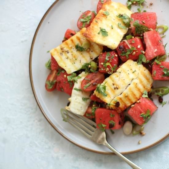 Watermelon, Halloumi Salad