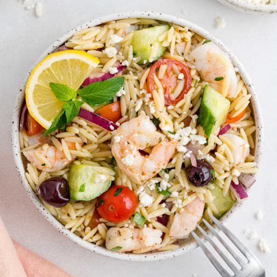 Greek Orzo Salad with Shrimp