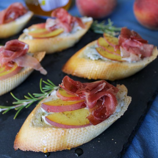 Peach and Prosciutto Crostini