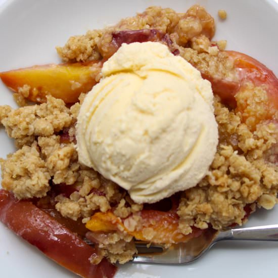 Bourbon and Honey Peach Crumble