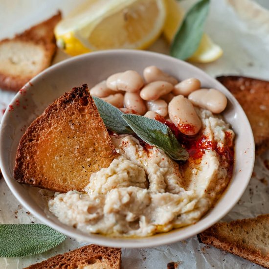 White Bean Dip with Baked Pita Chip