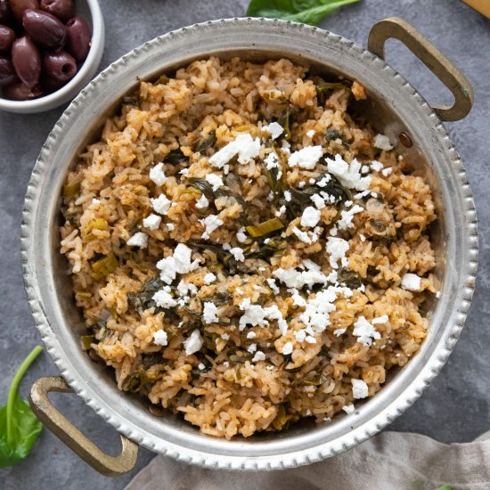 Spanakorizo Green Spinach Rice