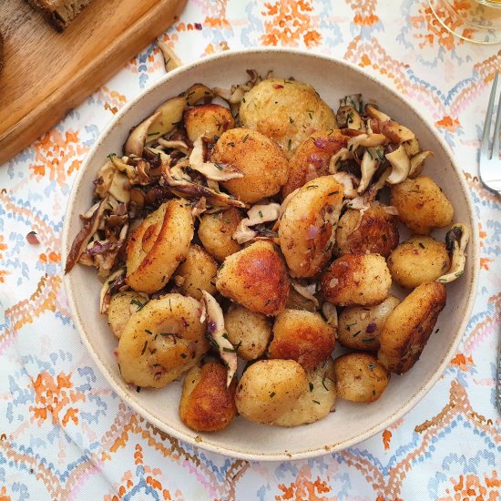 Potato dumplings with shiitakes