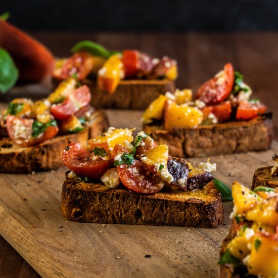 Peach and Tomato Bruschetta