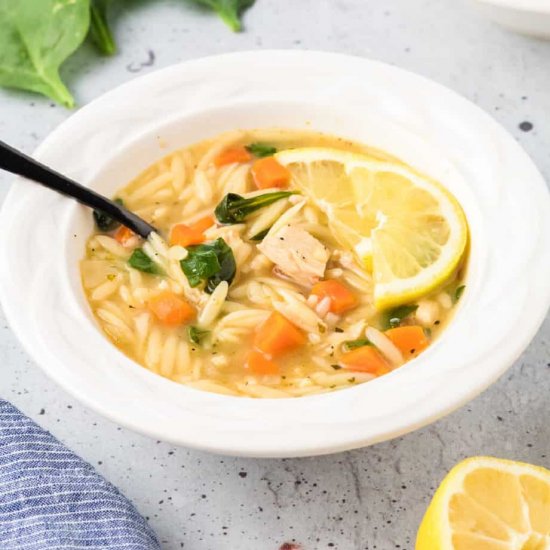 Lemon Chicken Orzo Soup